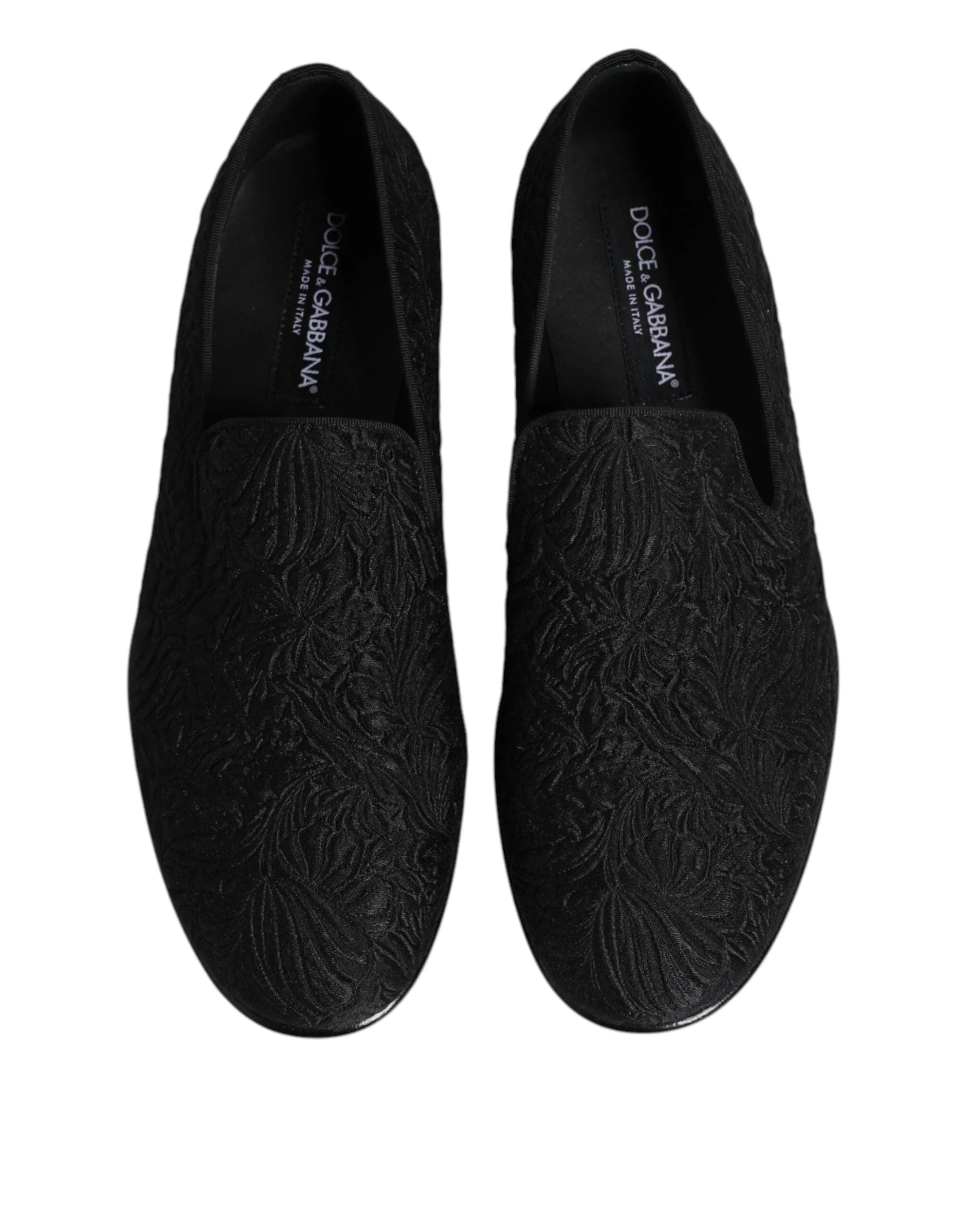 Dolce & Gabbana Black Jacquard Slip On Loafers Formal Shoes - EU40/US7 - Flats