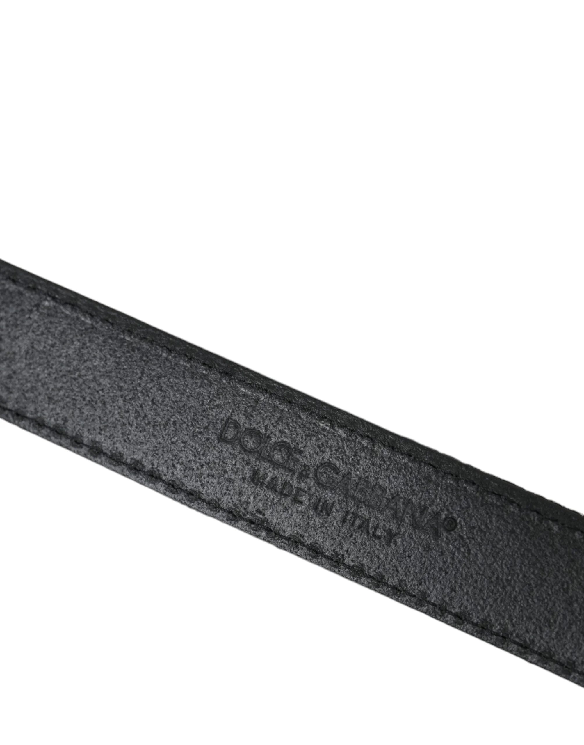 Dolce & Gabbana Black Jacquard Stripes Silver Metal Buckle Belt - 90 cm / 36 Inches - Belts