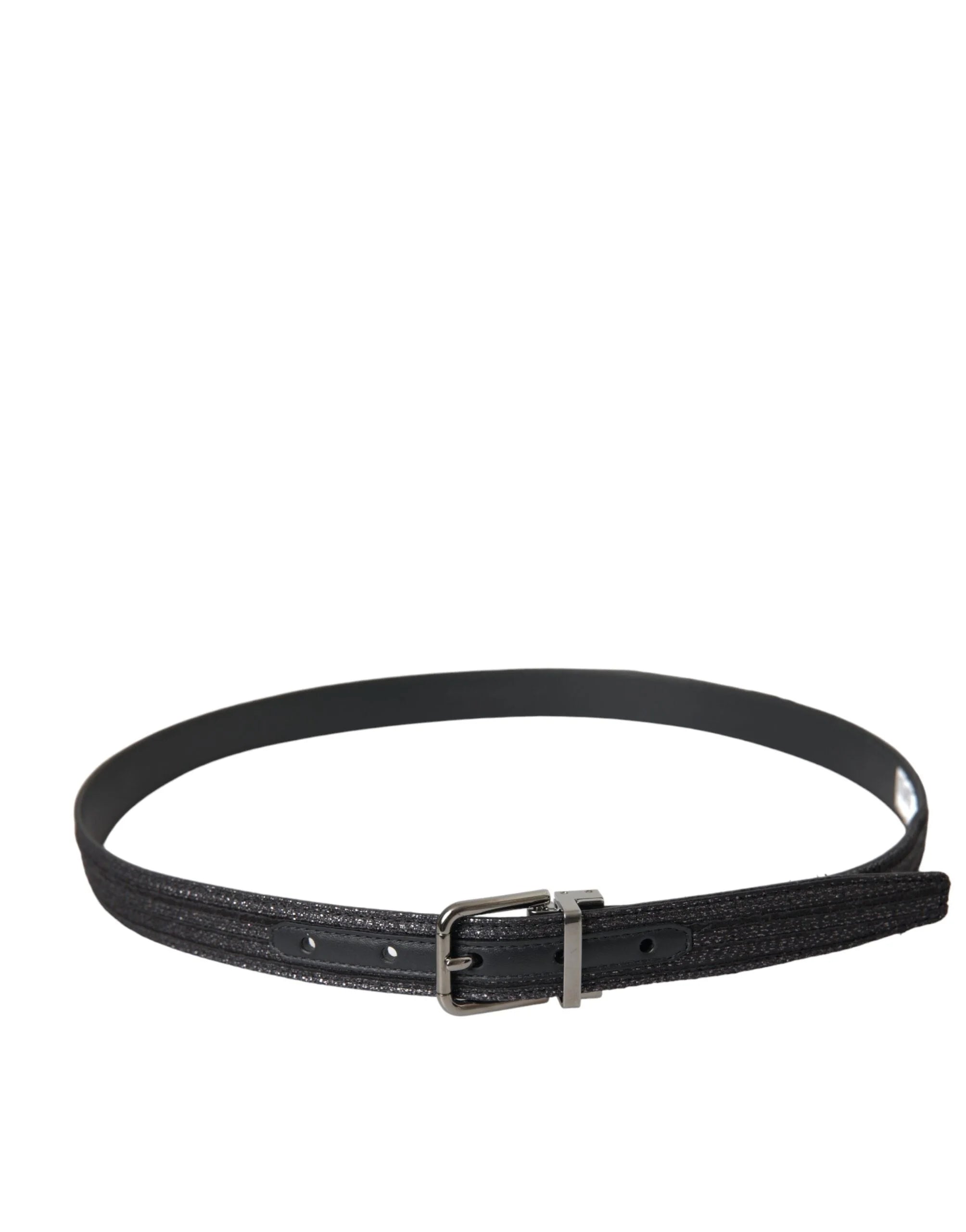 Dolce & Gabbana Black Jacquard Stripes Silver Metal Buckle Belt - 90 cm / 36 Inches - Belts