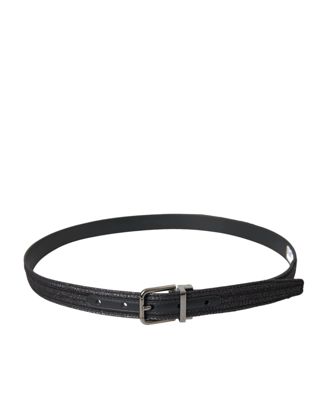 Dolce & Gabbana Black Jacquard Stripes Silver Metal Buckle Belt - 90 cm / 36 Inches - Belts