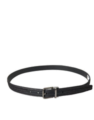 Dolce & Gabbana Black Jacquard Stripes Silver Metal Buckle Belt - 90 cm / 36 Inches - Belts
