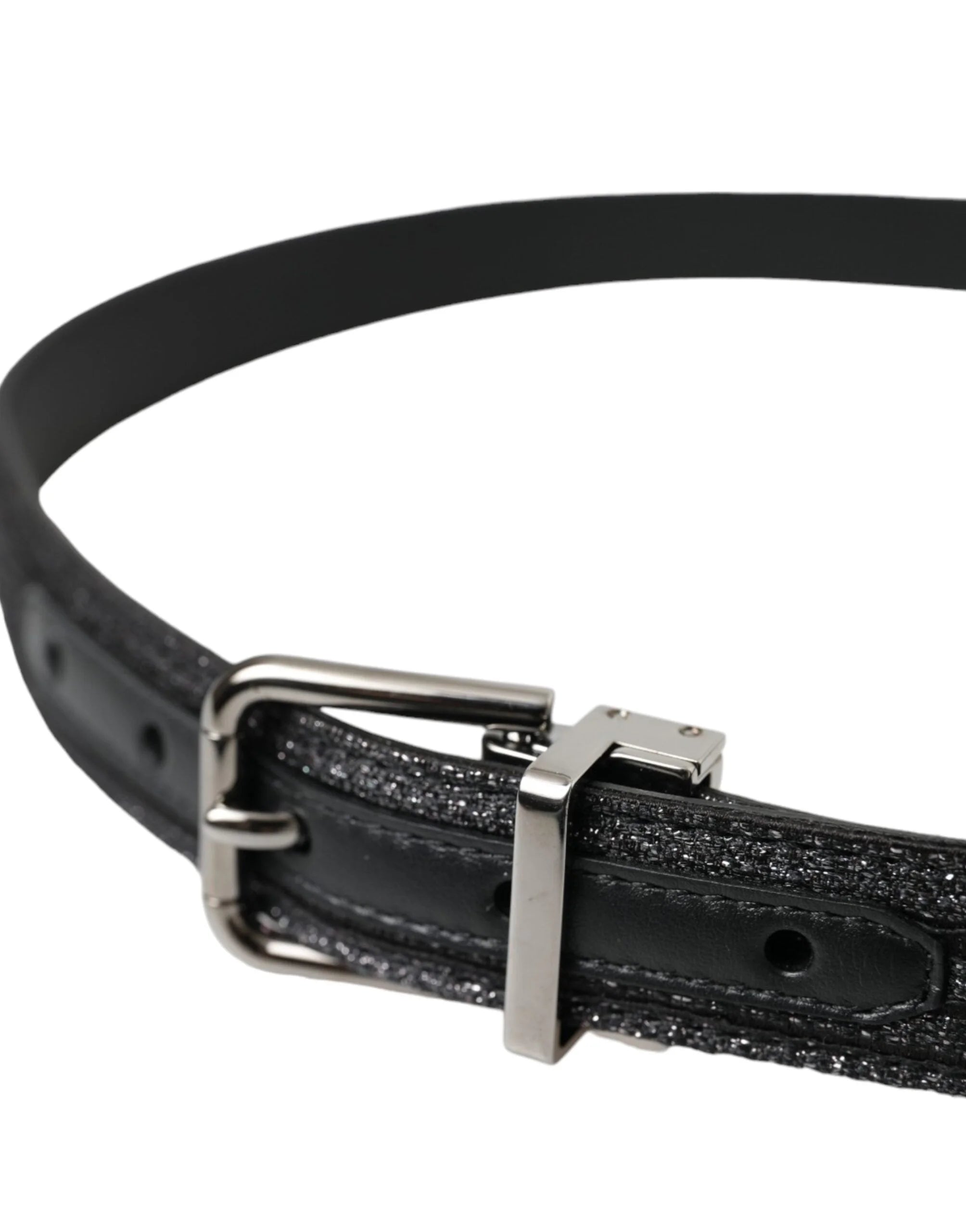 Dolce & Gabbana Black Jacquard Stripes Silver Metal Buckle Belt - 90 cm / 36 Inches - Belts