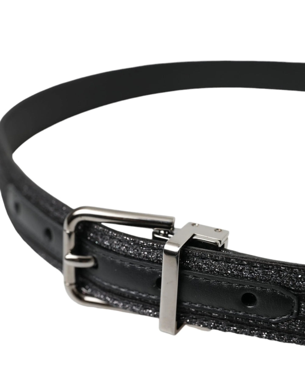 Dolce & Gabbana Black Jacquard Stripes Silver Metal Buckle Belt - 90 cm / 36 Inches - Belts