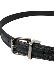 Dolce & Gabbana Black Jacquard Stripes Silver Metal Buckle Belt - 90 cm / 36 Inches - Belts