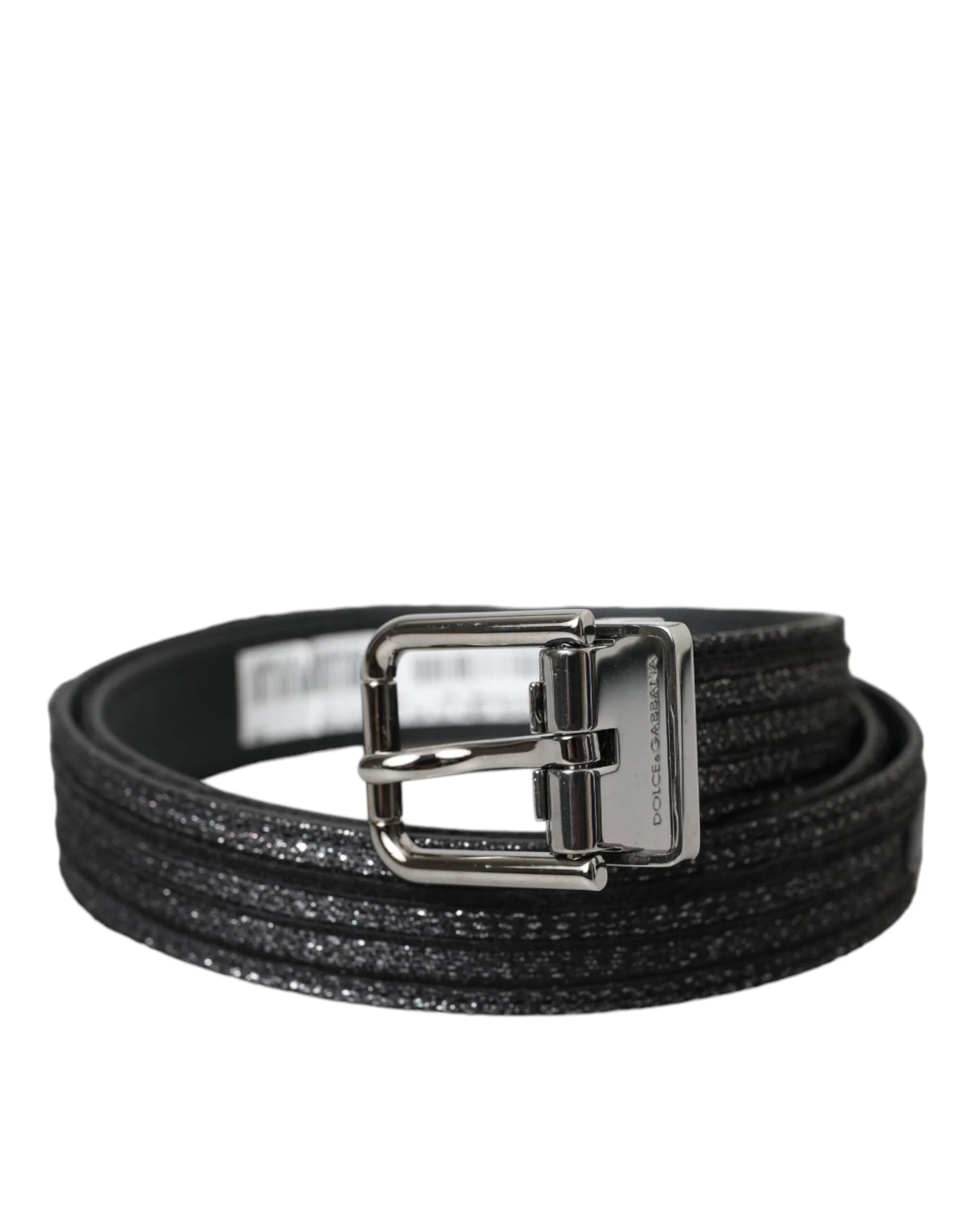 Dolce & Gabbana Black Jacquard Stripes Silver Metal Buckle Belt - 90 cm / 36 Inches - Belts