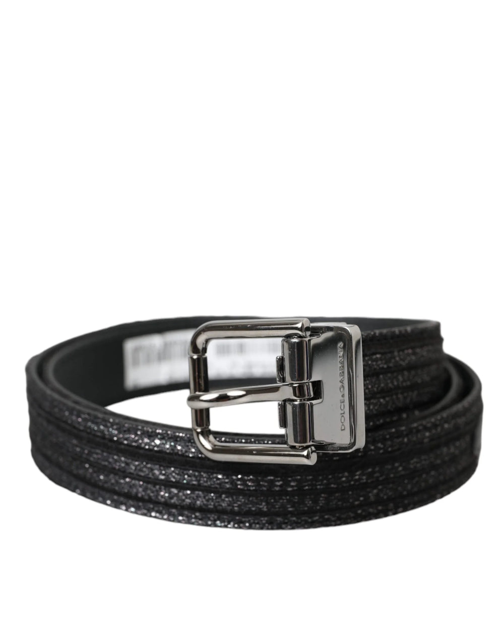 Dolce & Gabbana Black Jacquard Stripes Silver Metal Buckle Belt - 90 cm / 36 Inches - Belts
