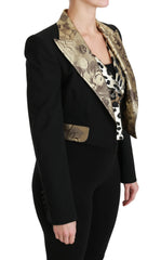 Dolce & Gabbana Black Jacquard Vest Blazer Coat Wool Jacket - IT40|S - Sport Jackets