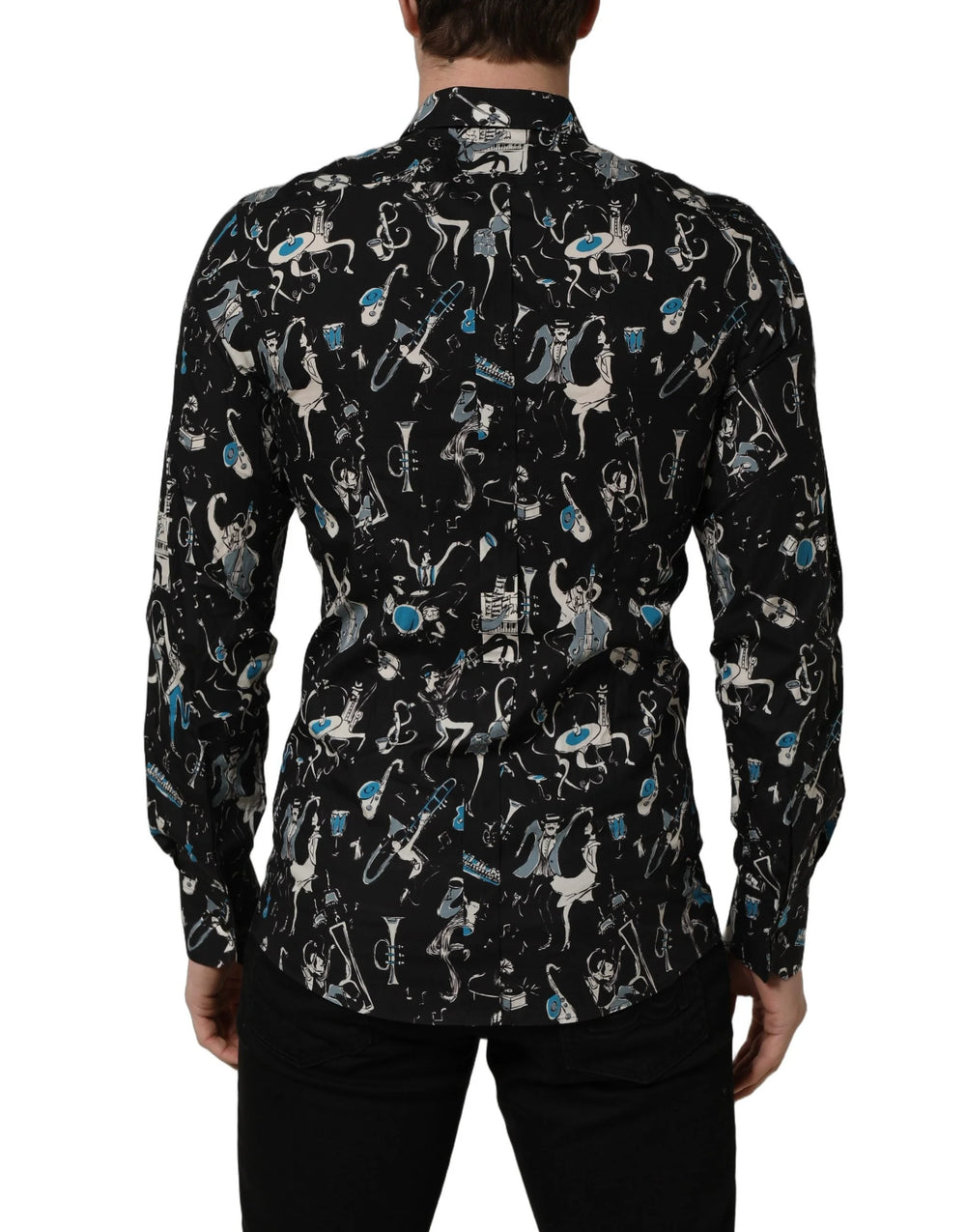 Dolce & Gabbana Black Jazz Club Cotton GOLD Fit Dress Shirt
