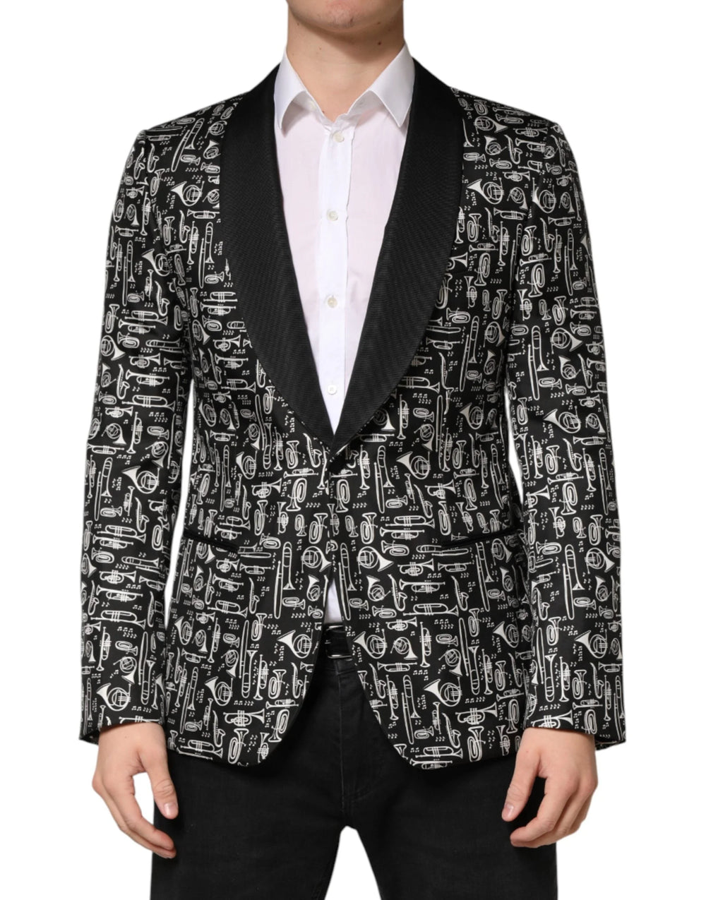 Dolce & Gabbana Black Jazz Club Silk Single Breasted Blazer