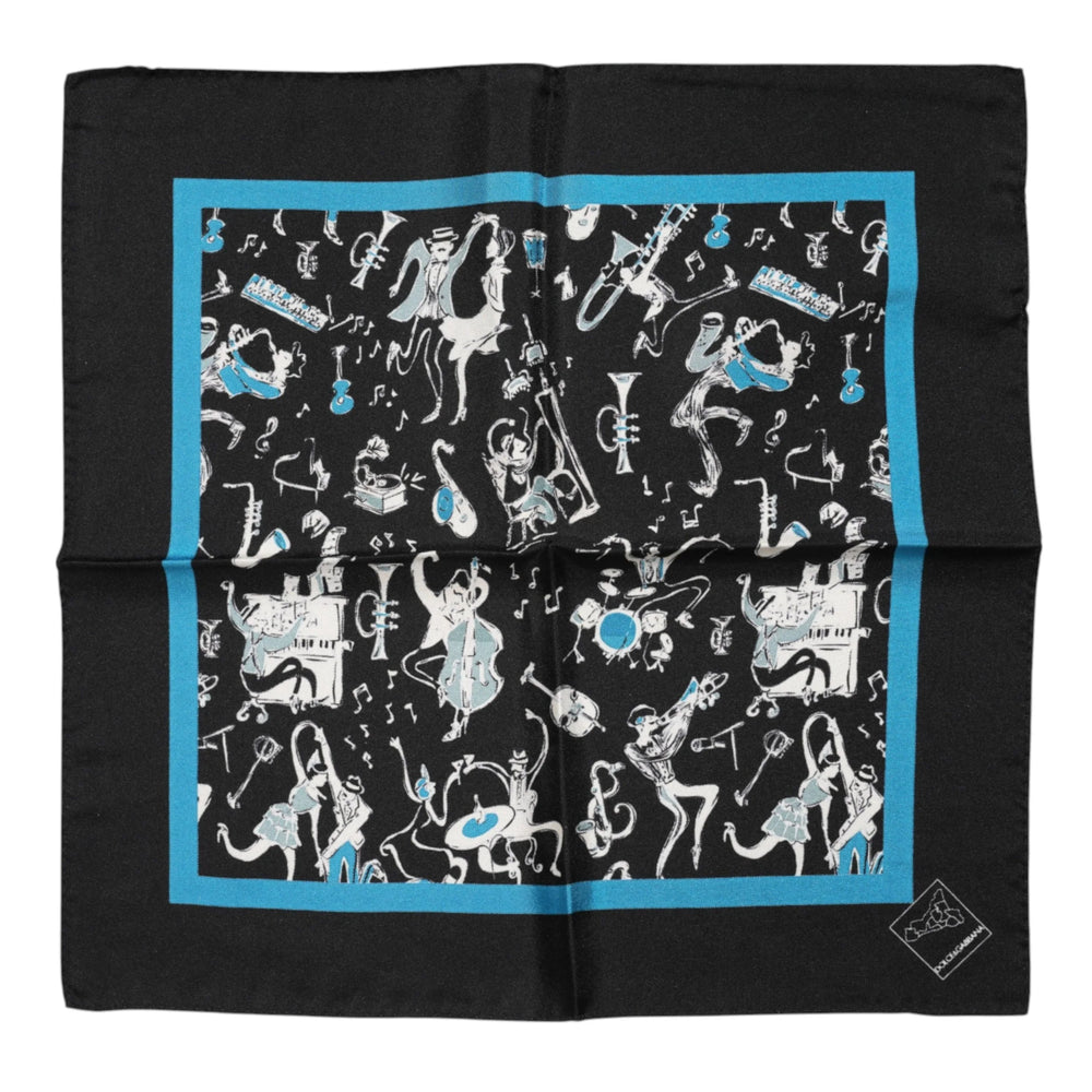Dolce & Gabbana Black Jazz Club Silk Square Men Foulard Scarf - Scarves & Shawls