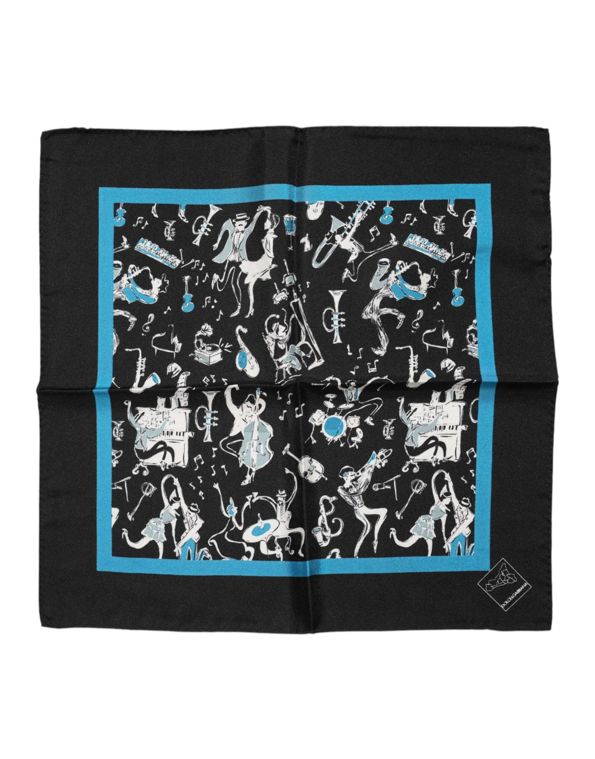 Dolce & Gabbana Black Jazz Club Silk Square Men Foulard Scarf - Scarves & Shawls