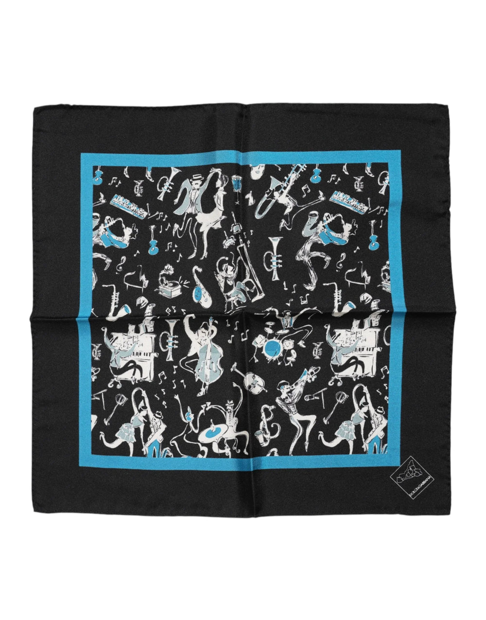 Dolce & Gabbana Black Jazz Club Silk Square Men Foulard Scarf - Scarves & Shawls