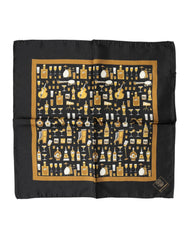 Dolce & Gabbana Black Jazz Club Square Handkerchief Scarf
