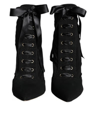 Dolce & Gabbana Black Jersey Stretch Ankle Booties Shoes - EU35.5/US5 - Boots