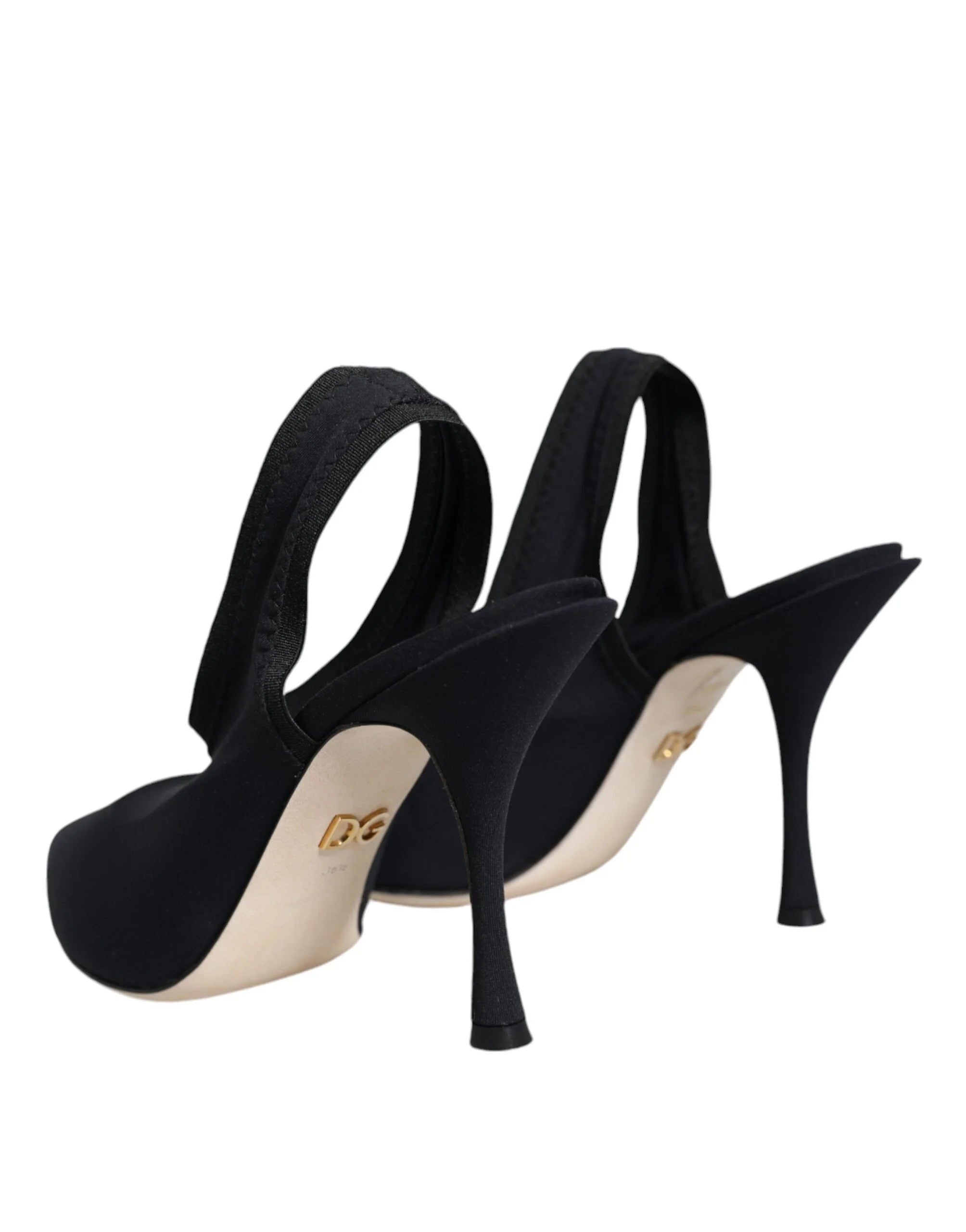 Dolce & Gabbana Black Jersey Stretch Heels Slingback Shoes - EU36.5/US6 - Heels