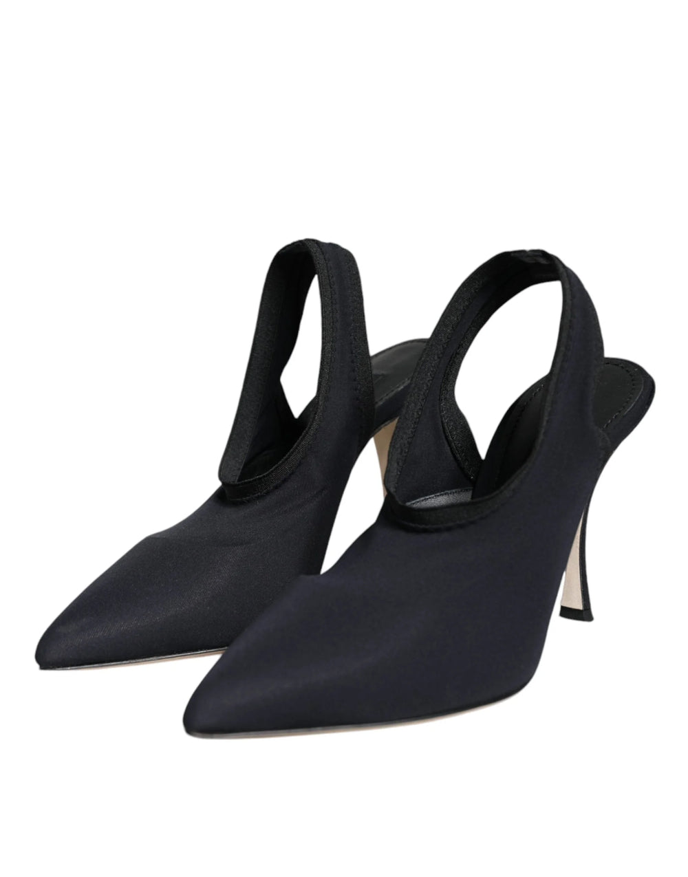 Dolce & Gabbana Black Jersey Stretch Heels Slingback Shoes - EU36.5/US6 - Heels