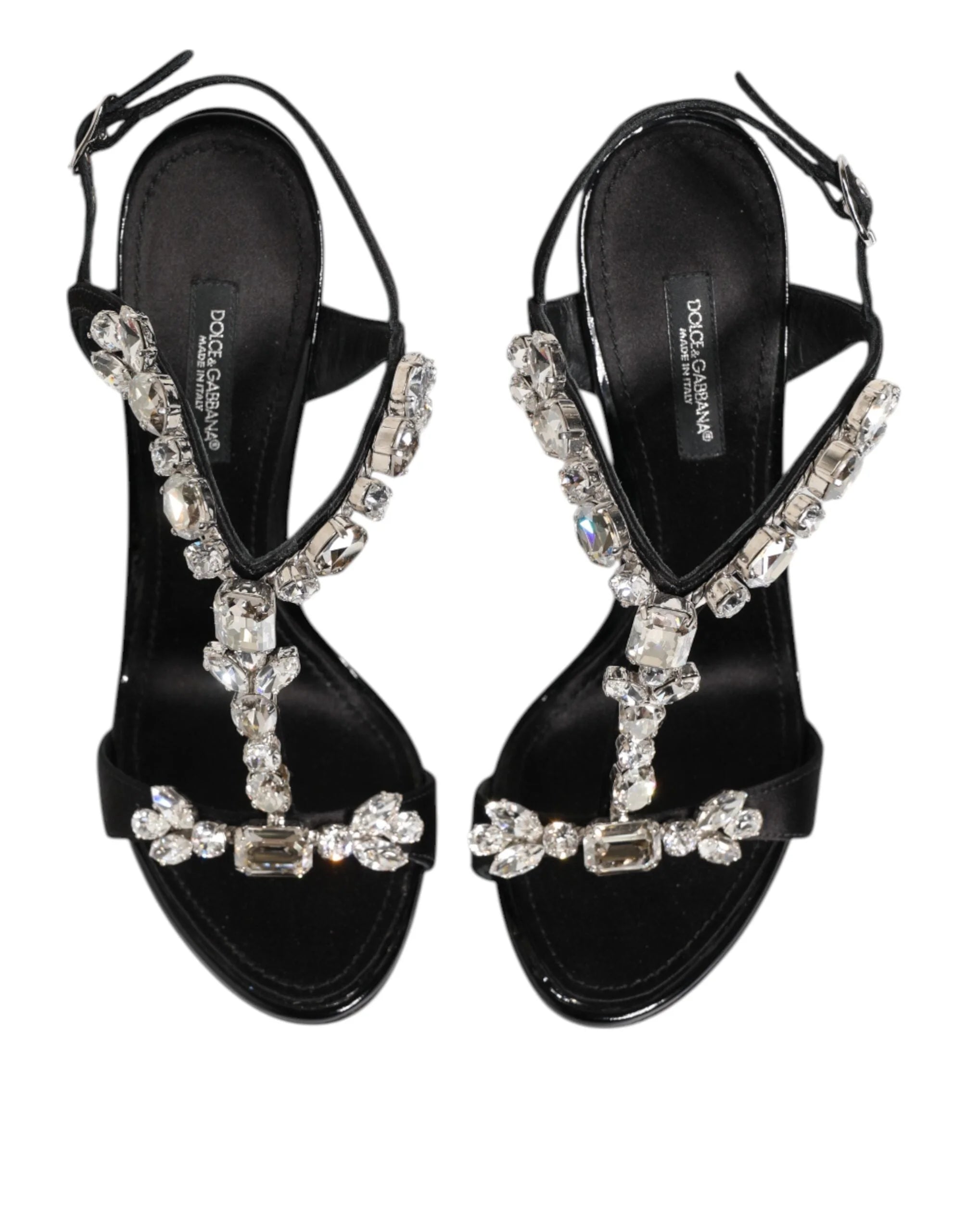 Dolce & Gabbana Black Keira Crystals Heels Sandals Shoes - EU41/US10.5
