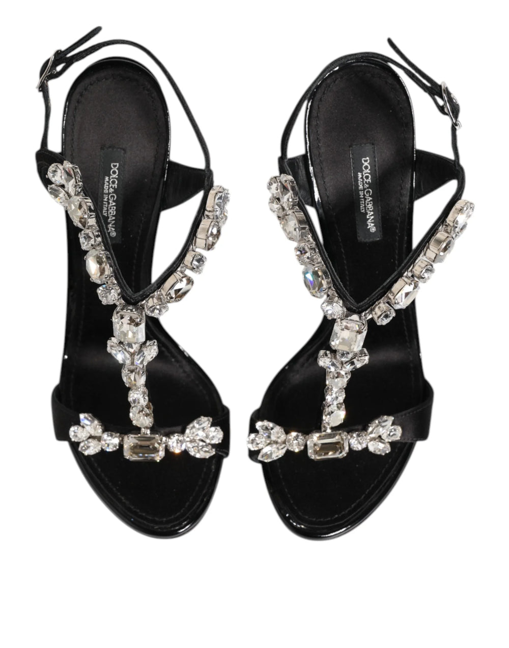 Dolce & Gabbana Black Keira Crystals Heels Sandals Shoes - EU41/US10.5