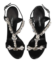 Dolce & Gabbana Black Keira Crystals Heels Sandals Shoes - EU41/US10.5