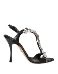 Dolce & Gabbana Black Keira Crystals Heels Sandals Shoes - EU41/US10.5 - Sandals