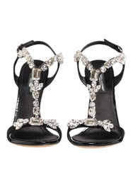 Dolce & Gabbana Black Keira Crystals Heels Sandals Shoes - EU41/US10.5