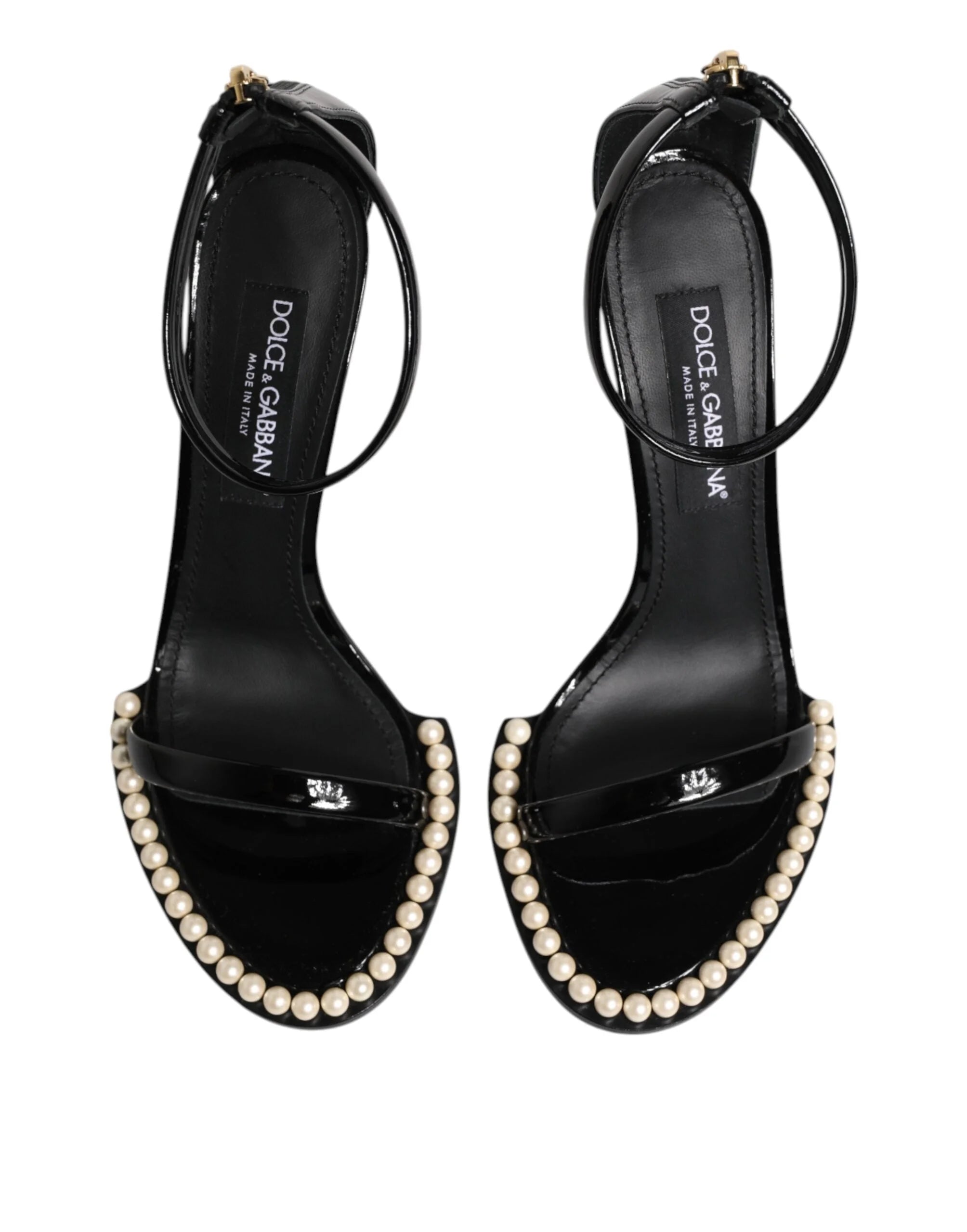 Dolce & Gabbana Black KEIRA Pearl Embellished Sandals Shoes - EU40.5/US10 - Sandals