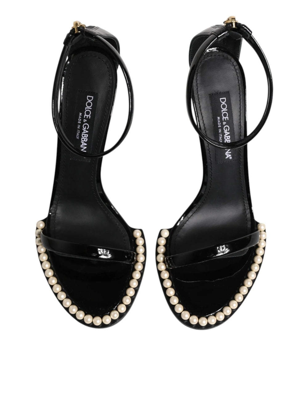 Dolce & Gabbana Black KEIRA Pearl Embellished Sandals Shoes - EU40.5/US10 - Sandals