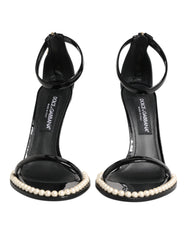 Dolce & Gabbana Black KEIRA Pearl Embellished Sandals Shoes - EU40.5/US10 - Sandals