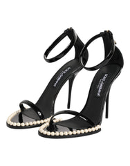 Dolce & Gabbana Black KEIRA Pearl Embellished Sandals Shoes - EU40.5/US10 - Sandals