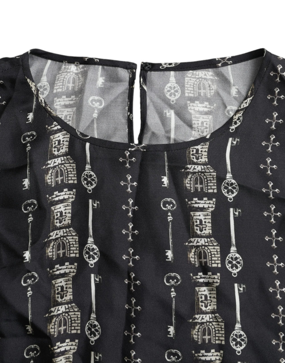 Dolce & Gabbana Black Key Castle Print Silk Blouse T-shirt - IT42|M - Blouses