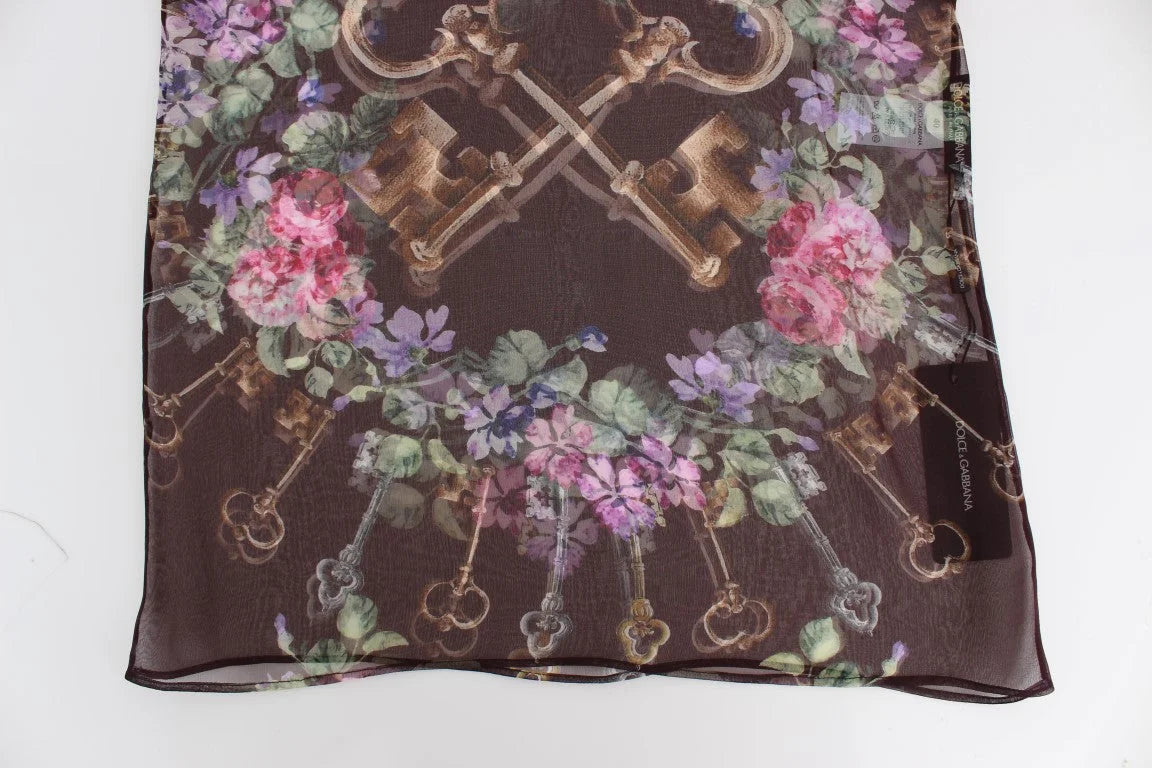 Dolce & Gabbana Black Key Floral Print Silk Blouse T-shirt - IT42|M - Blouses