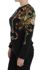 Dolce & Gabbana Black Key Floral Print Silk Blouse Top - IT36 | XS - Blouses