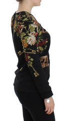 Dolce & Gabbana Black Key Floral Print Silk Blouse Top - IT36 | XS - Blouses