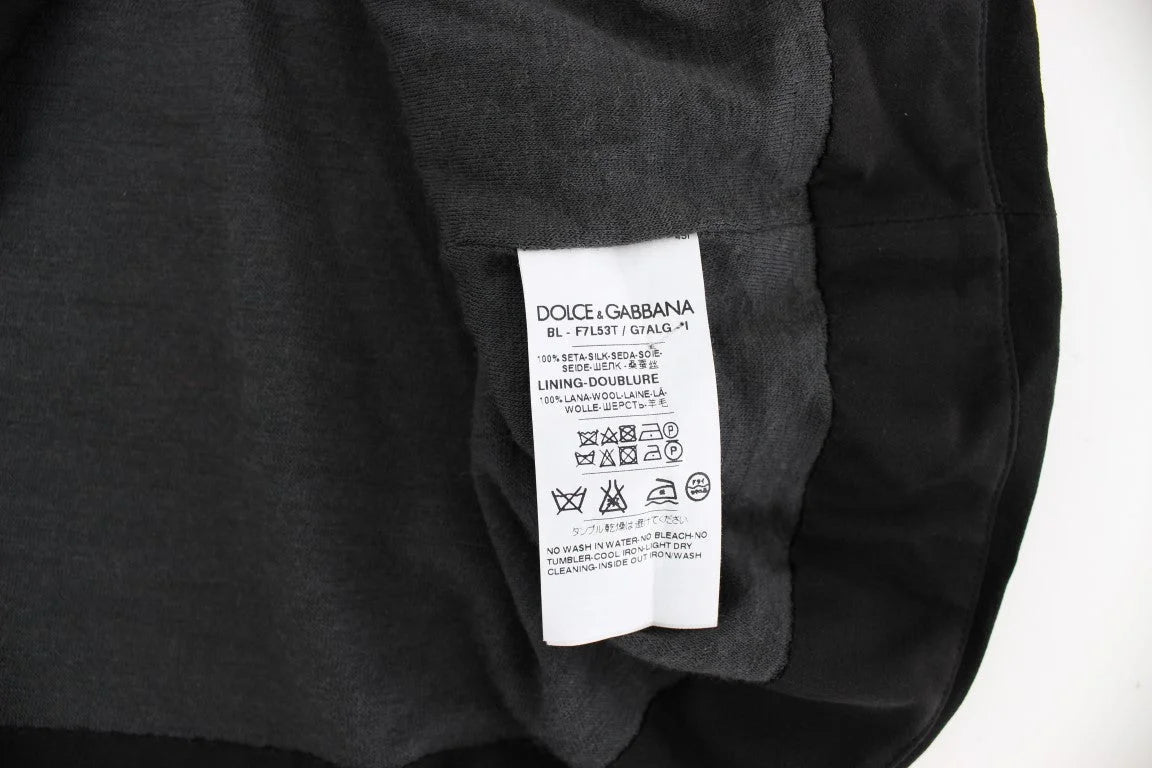 Dolce & Gabbana Black Key Floral Print Silk Blouse Top - IT36 | XS - Blouses