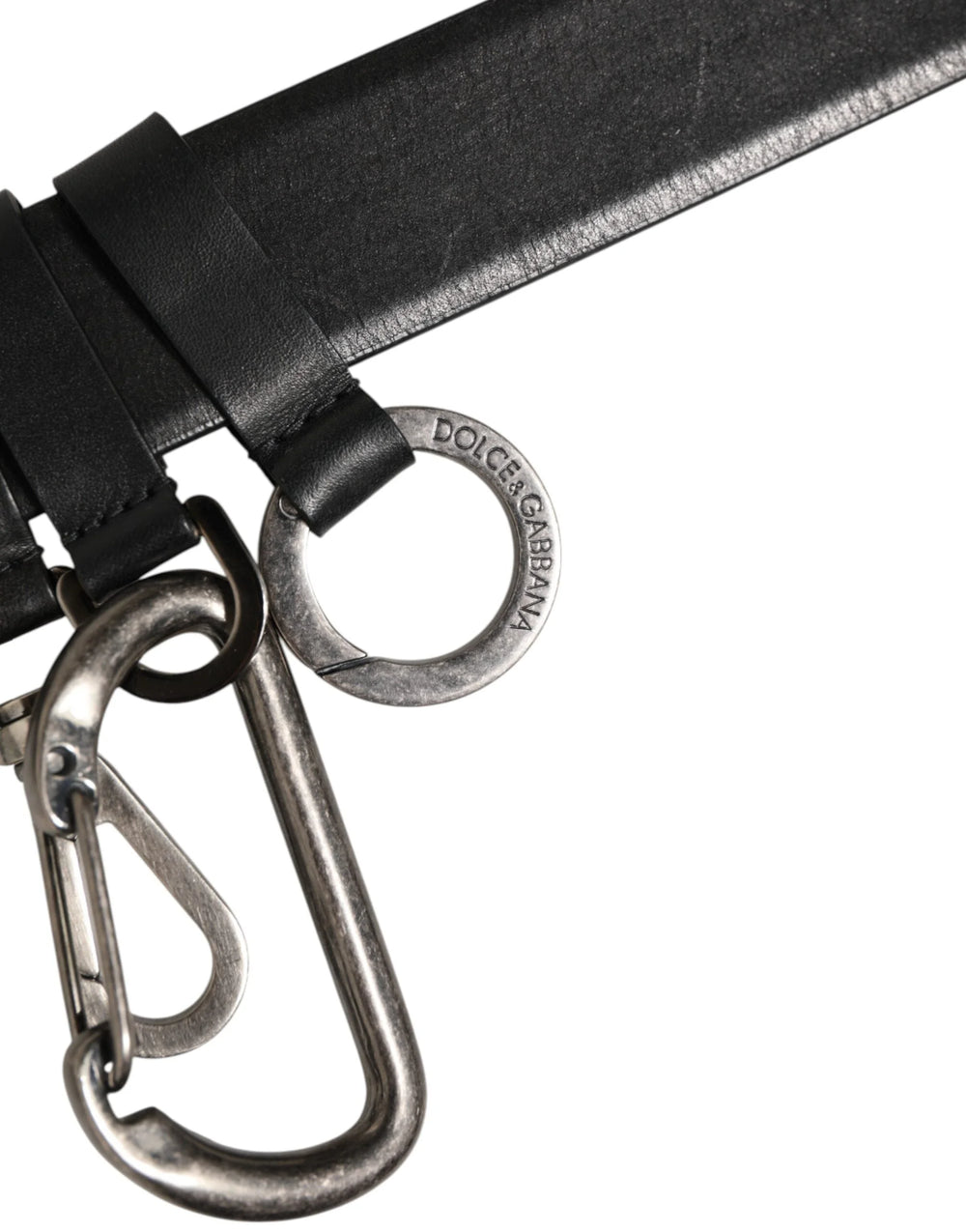 Dolce & Gabbana Black Key Ring Clip Attachments Buckle Belt - 90 cm / 36 Inches - Belts