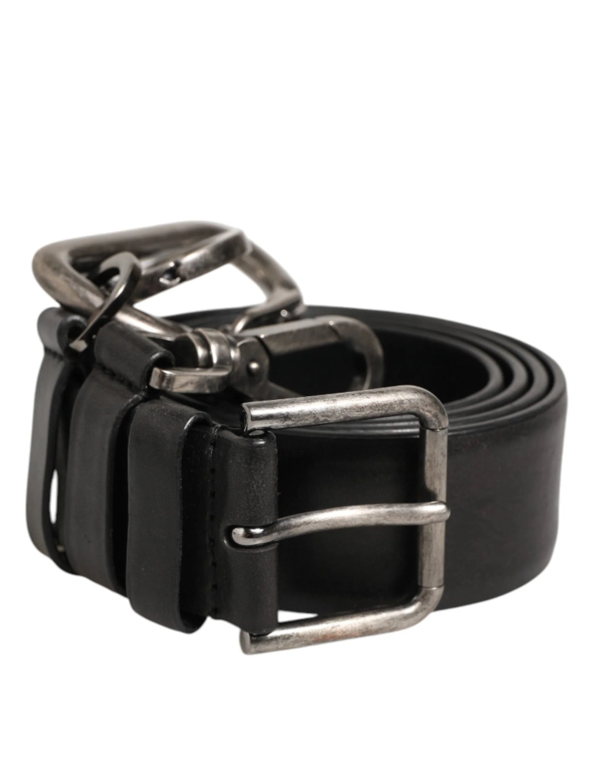 Dolce & Gabbana Black Key Ring Clip Attachments Buckle Belt - 90 cm / 36 Inches - Belts