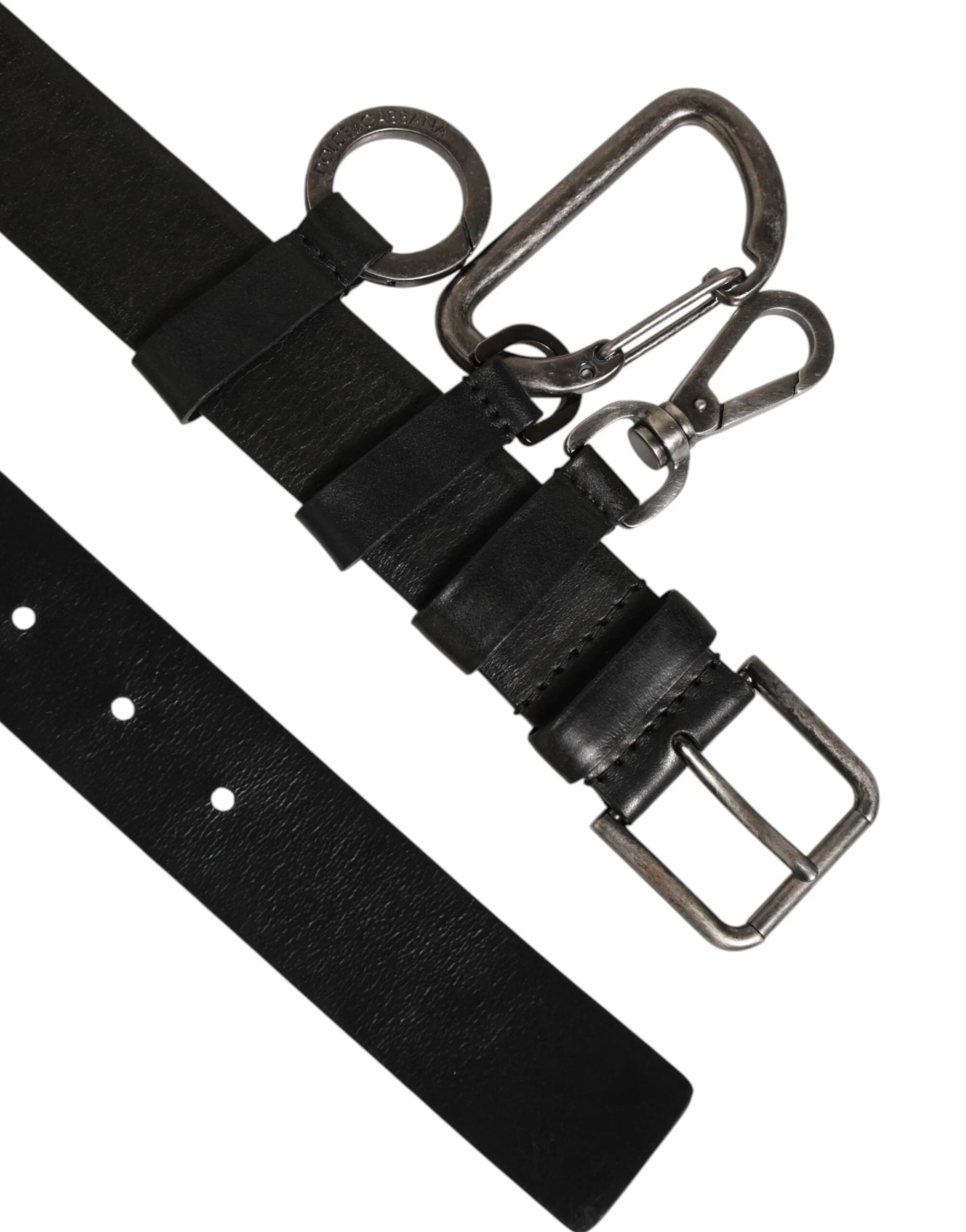 Dolce & Gabbana Black Key Ring Clip Attachments Buckle Belt - 90 cm / 36 Inches - Belts