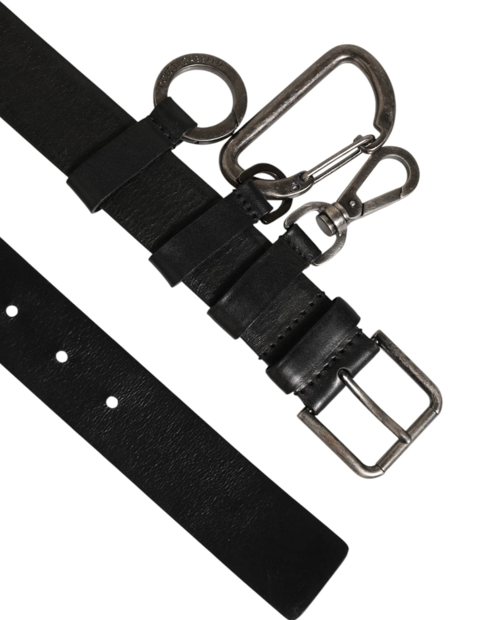 Dolce & Gabbana Black Key Ring Clip Attachments Buckle Belt - 90 cm / 36 Inches - Belts