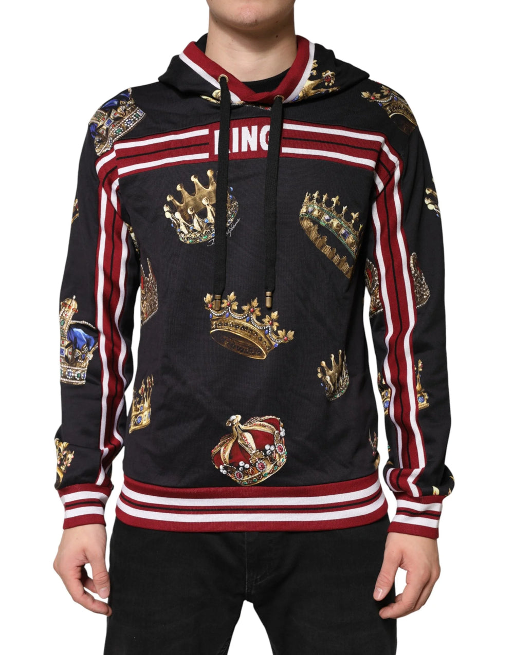 Dolce & Gabbana Black King Crown Hooded Sweatshirt Sweater - IT48 | M