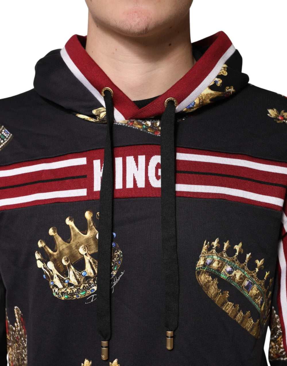 Dolce & Gabbana Black King Crown Hooded Sweatshirt Sweater - IT48 | M