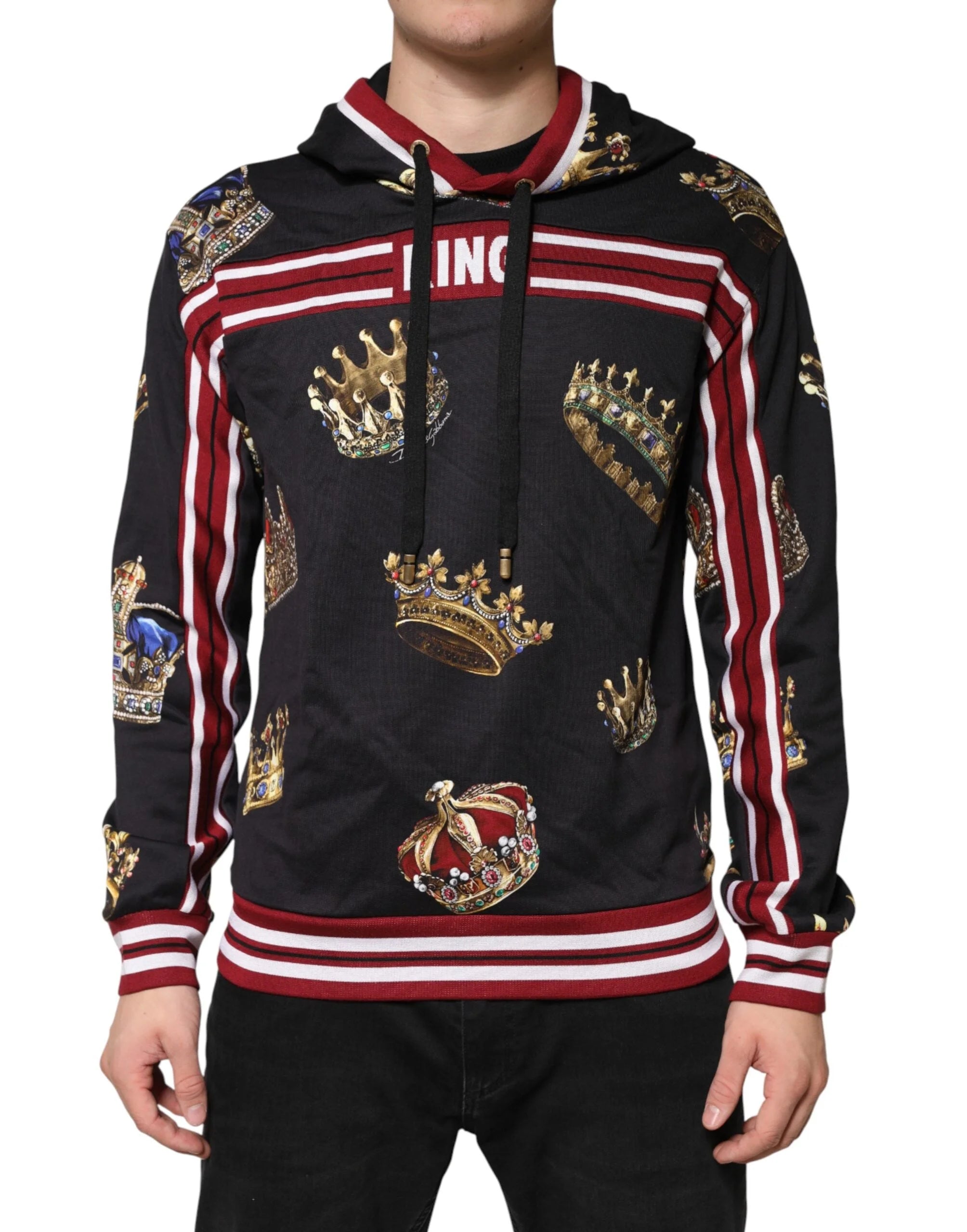 Dolce & Gabbana Black King Crown Hooded Sweatshirt Sweater - IT48 | M