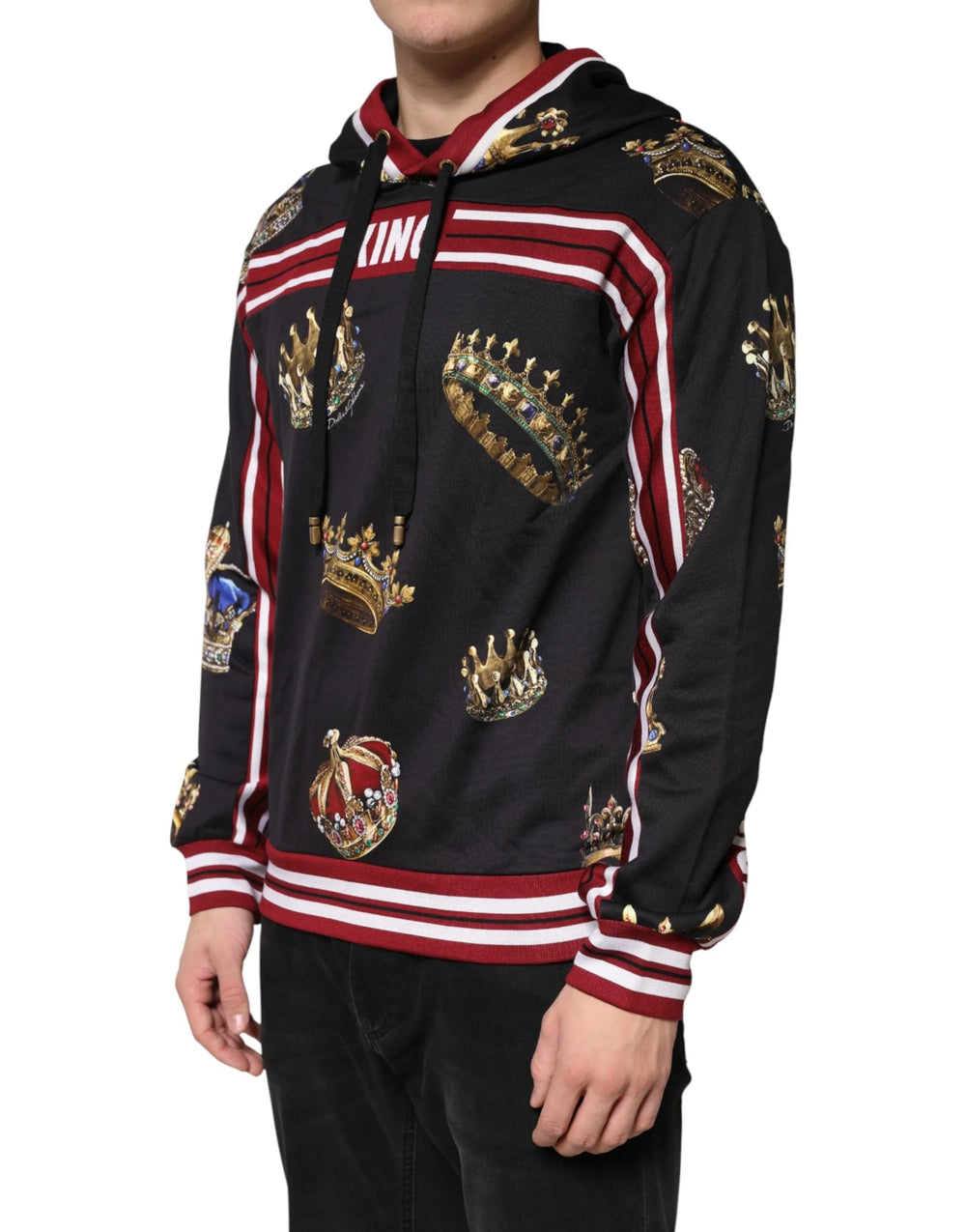 Dolce & Gabbana Black King Crown Hooded Sweatshirt Sweater - IT48 | M