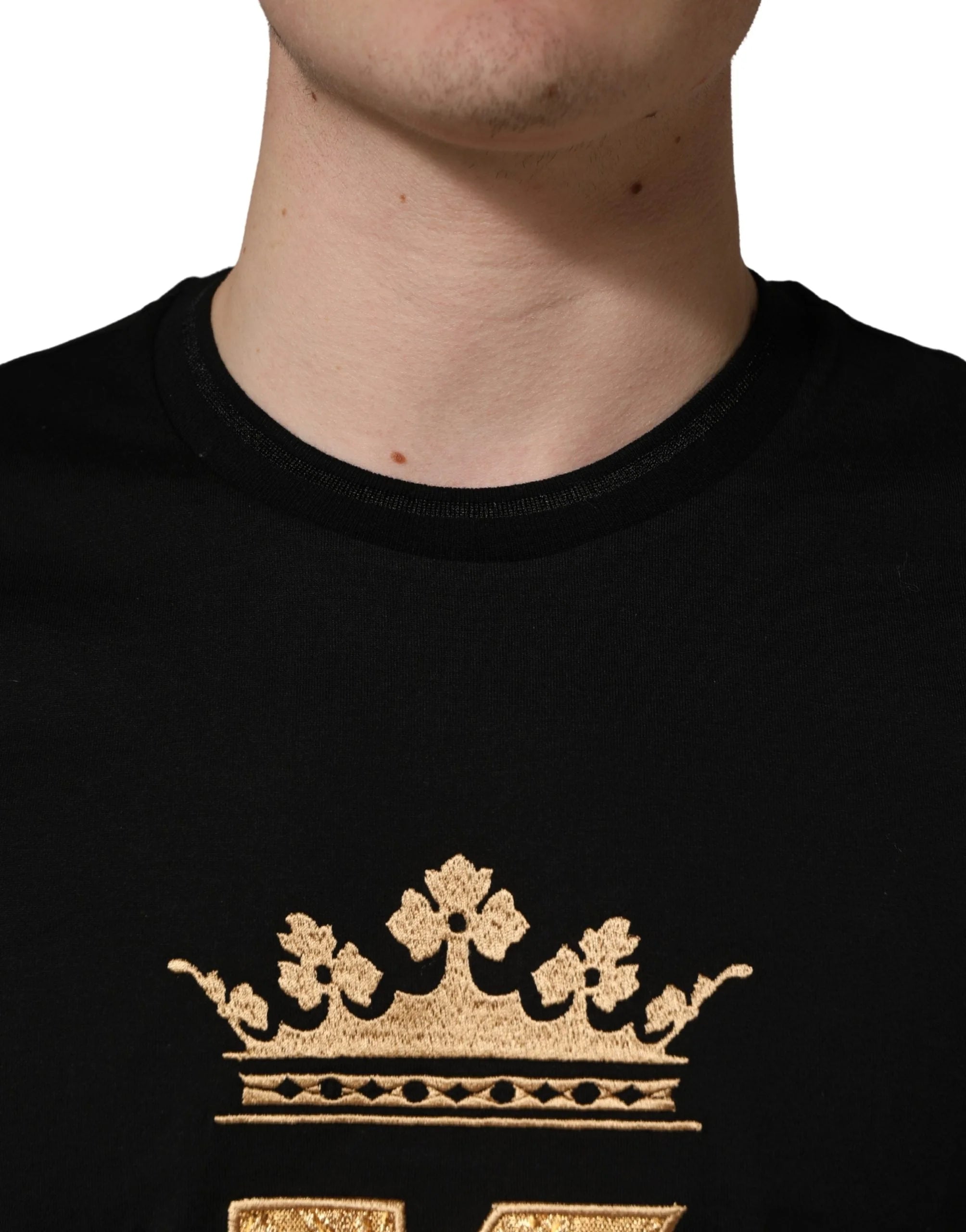 Dolce & Gabbana Svart Kung-Patch Bomull Herr T-shirt
