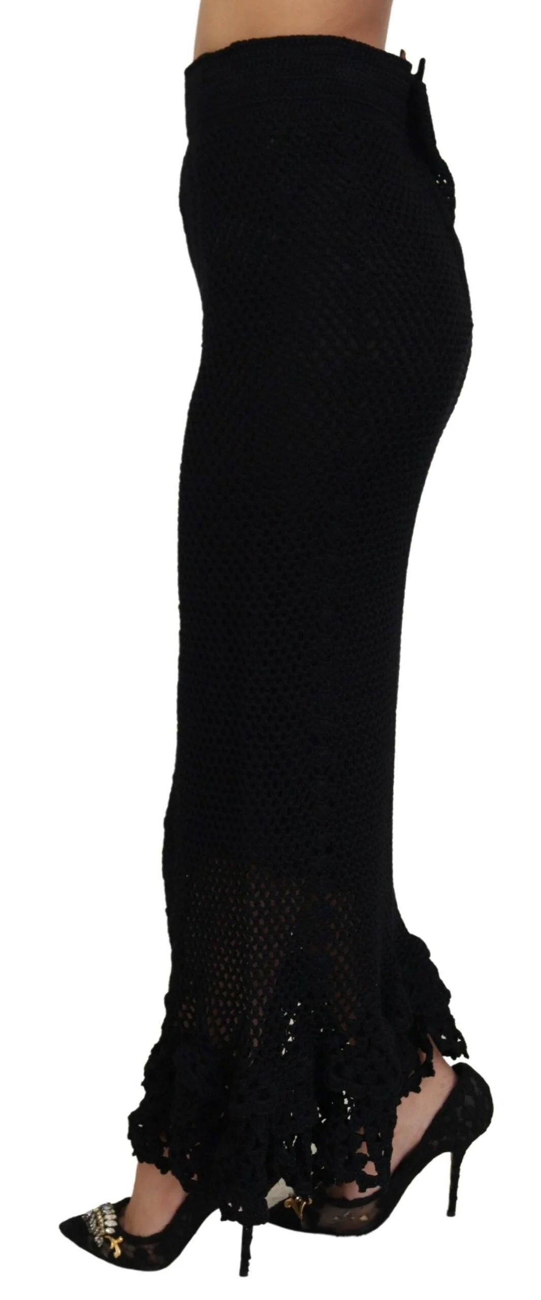 Dolce & Gabbana Black Knitted Cotton High Waist Mermaid Skirt - IT42|M - Skirts