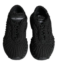 Dolce & Gabbana Black Knitted Daymaster Sneakers Shoes - EU38/US7.5