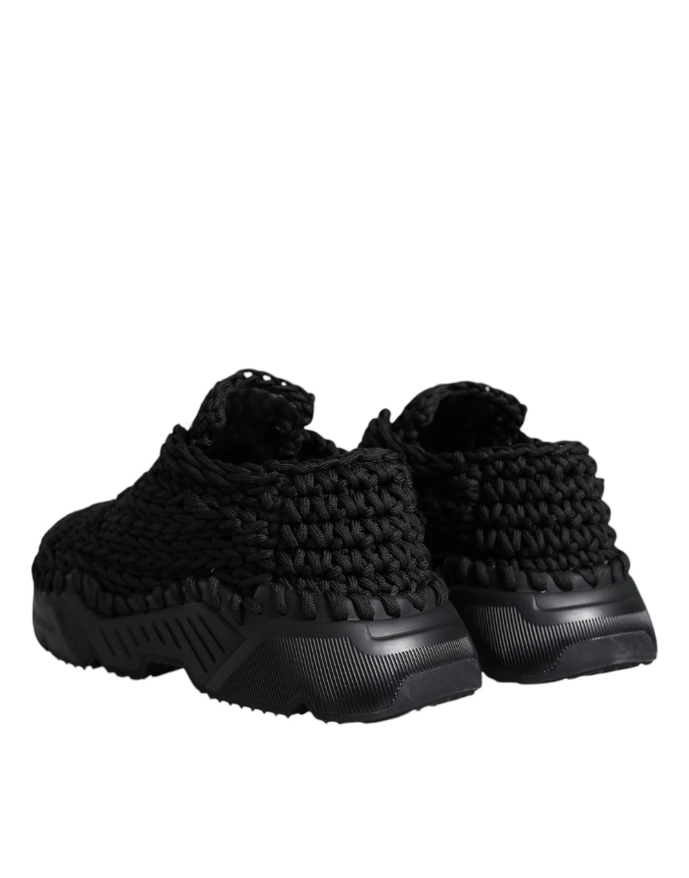 Dolce & Gabbana Black Knitted Daymaster Sneakers Shoes - EU38/US7.5