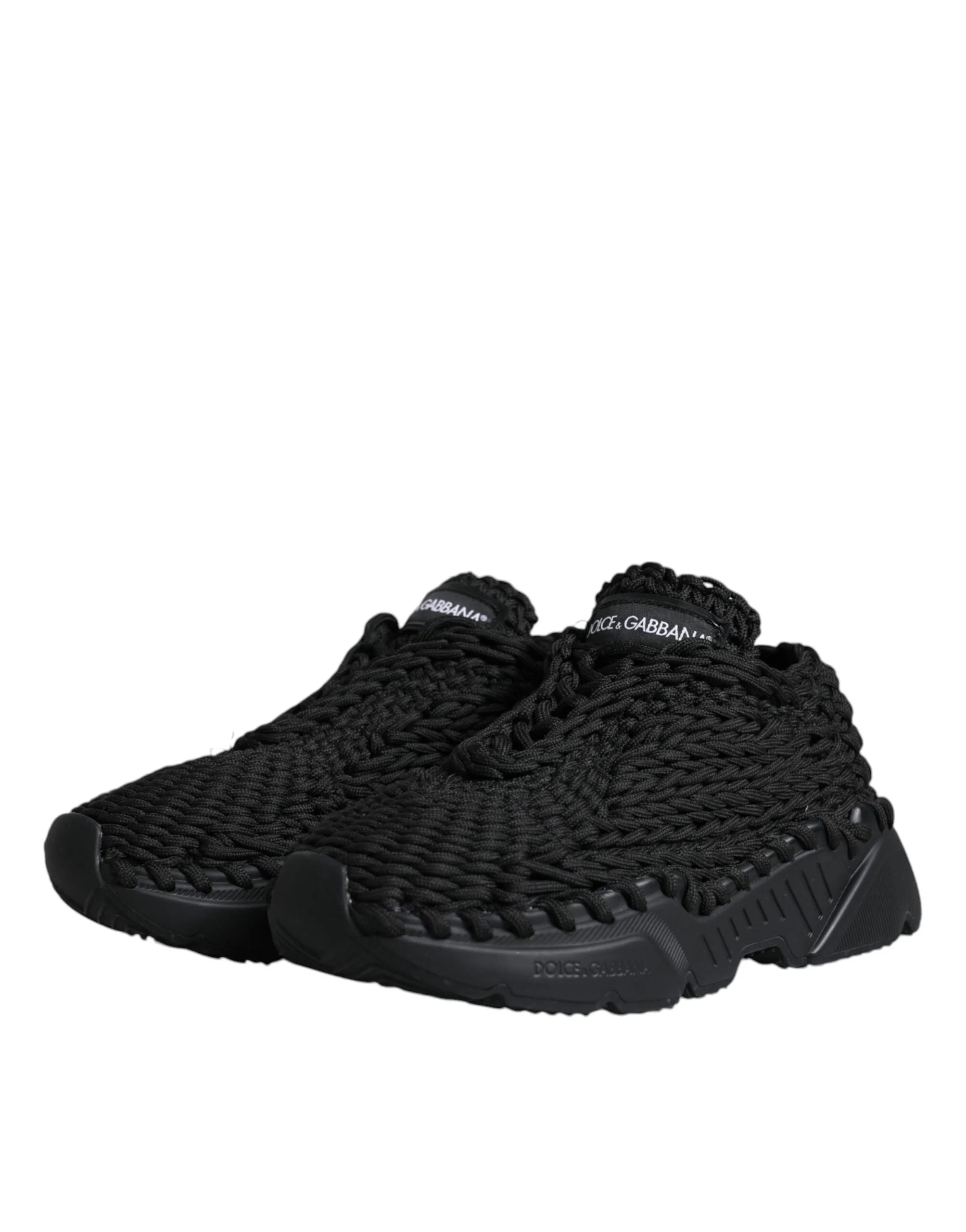 Dolce & Gabbana Black Knitted Daymaster Sneakers Shoes - EU38/US7.5