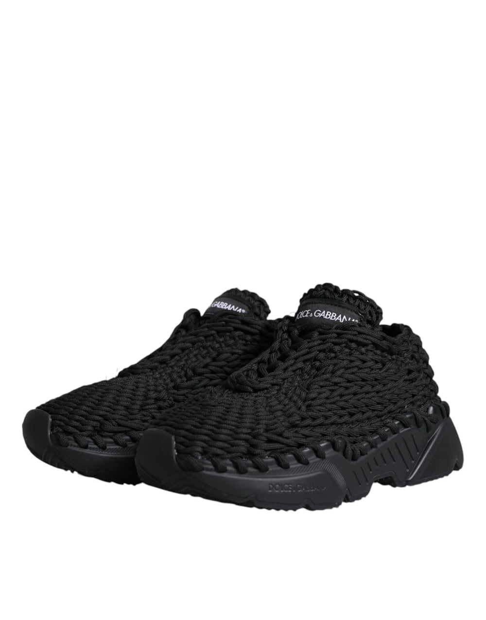 Dolce & Gabbana Black Knitted Daymaster Sneakers Shoes - EU38/US7.5