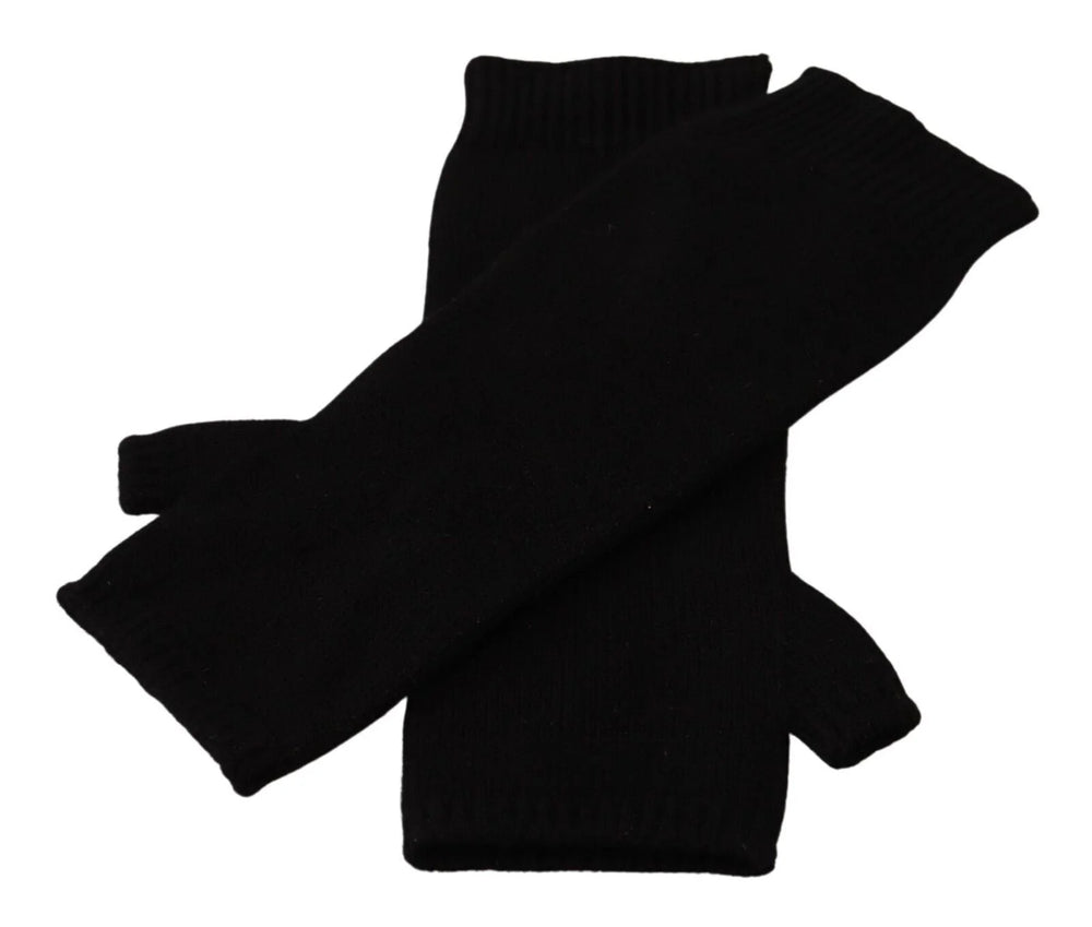 Dolce & Gabbana Black Knitted Fingerless Elbow Length Gloves - Gloves & Mittens