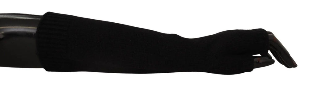 Dolce & Gabbana Black Knitted Fingerless Elbow Length Gloves - Gloves & Mittens